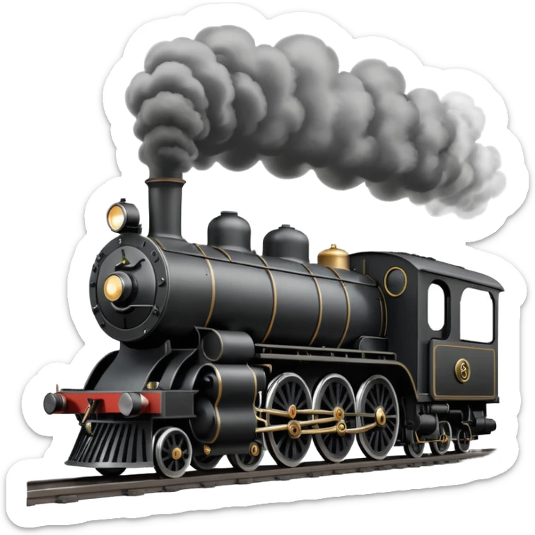 an old-fashion steam train seen head-on as it moves down the tracks sticker