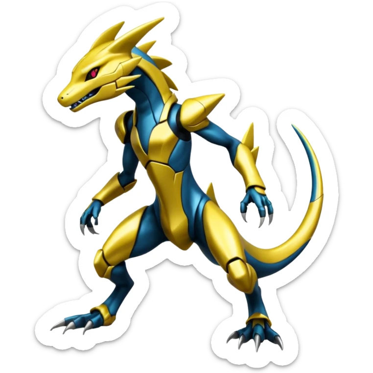 Shiny Cool Futuristic Smooth Salandit-Zeraora-Lombax-Sergal-Genesect-Pokémon, full body sticker