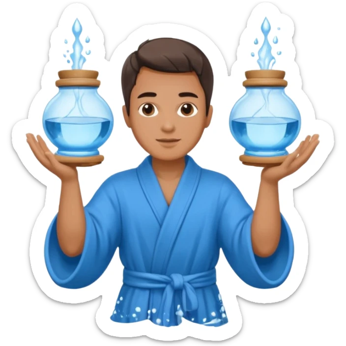 Water bearer holding do jars and spiking water inspired by aquarius sign sticker