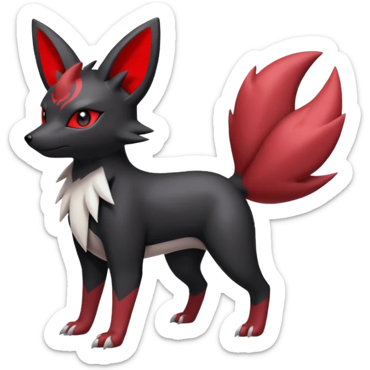 White, black and red Zorua-Umbreon-Zangoose-fusion (full body) sticker