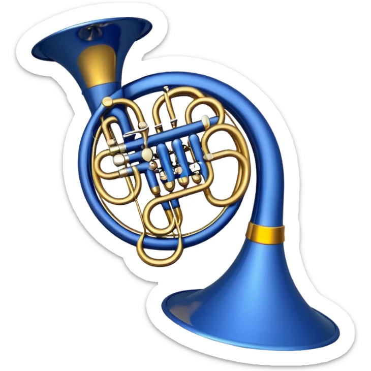 Blue french horn her tarafı mavi sarı detaylar olmadan sticker