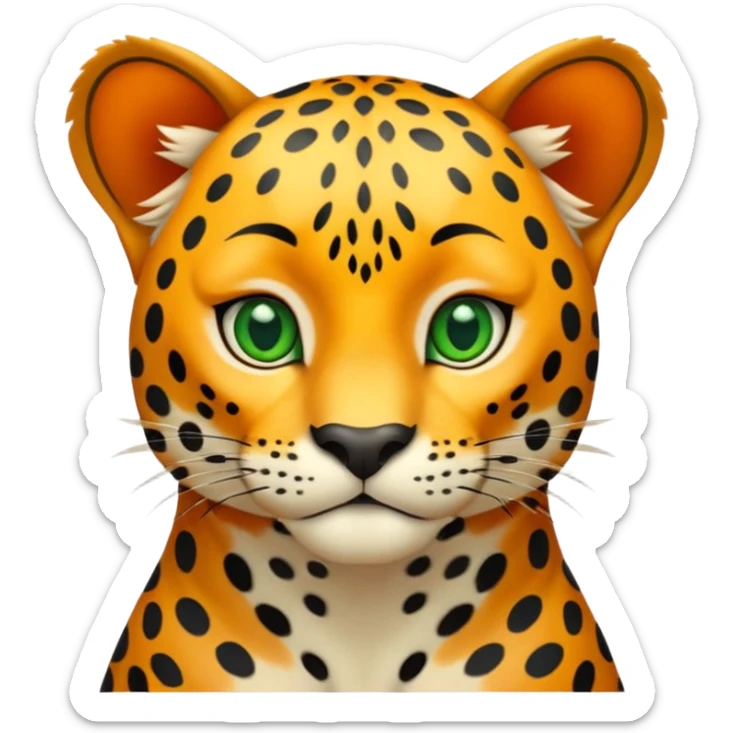 A high-resolution photo-realistic digital illustration of a young jaguar, chest upward A high-resolution, photo-realistic digital illustration of a majestic young jaguar sticker