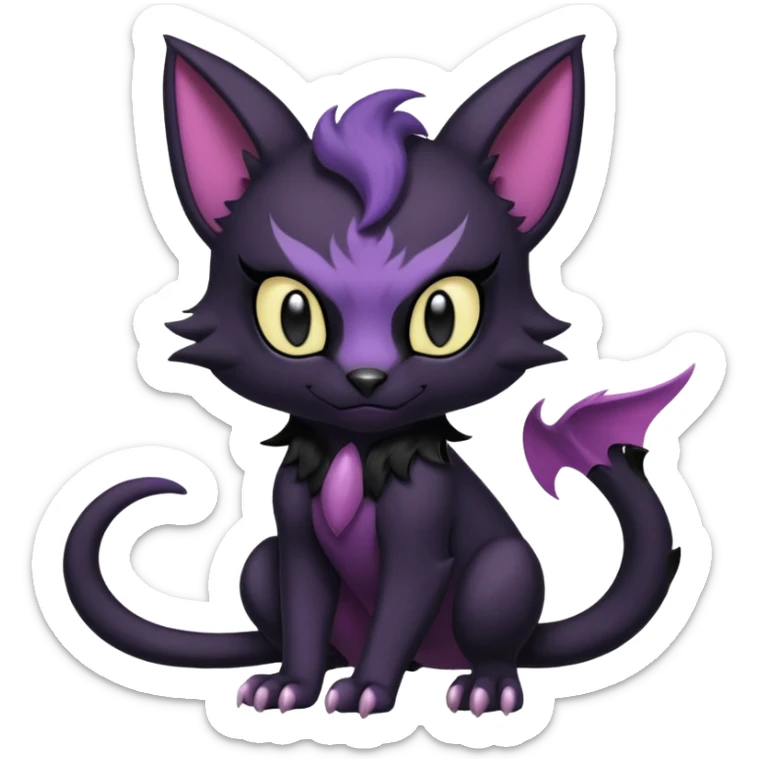 Black batty vampiric scary spooky dark dusky gloomy cute handsome beautiful pretty Liepard-Noibat-Delcatty-Pokémon-fusion sticker