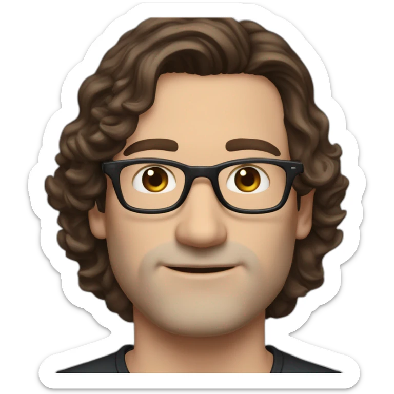 Handsome-Caucasian-man-dark-brown-wavy-hair-blue-eyes-glasses-middle-age--and--Sexy-Caucasian-woman-goth-long-brown-hair-dark-brown-eyes-glasses-plus-size-upturned-nose   sticker