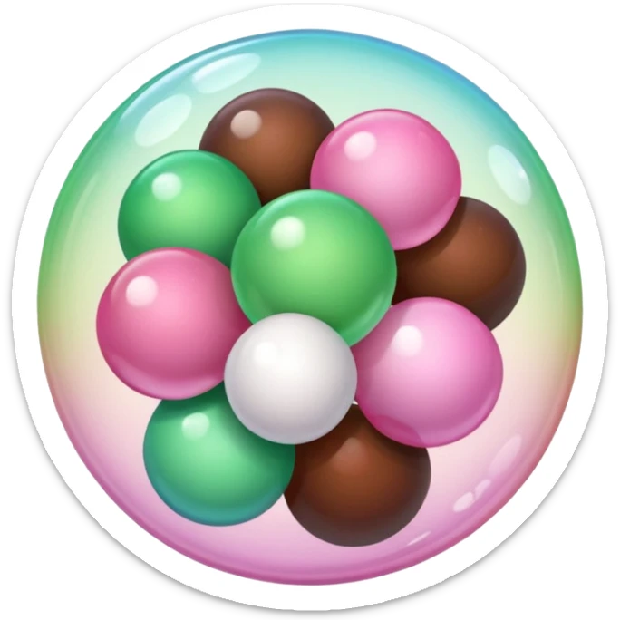 Aesthetic Bubble Tee with a pink-to-white and white-to-green match gradient, brown balls and a brown tube sticker