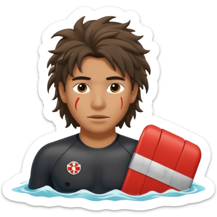 Lifeguard Native American Teenager with messy hair rescuing someone sticker