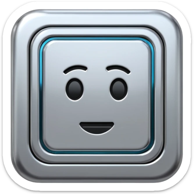 A futuristic microchip emoji made of polished silver chrome, minimal circuit details, smooth metallic surface, soft lighting, iOS emoji style, centered, clean white background sticker