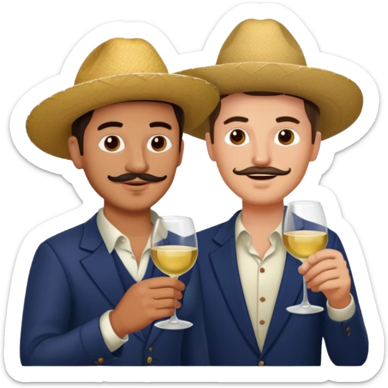Mexican and white men drinking wine together No facial hair sticker