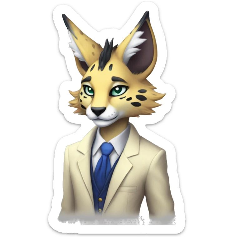 Anthro Epic Beautiful Handsome Pretty Colorful Sergal-Serval-Vernid full body sticker