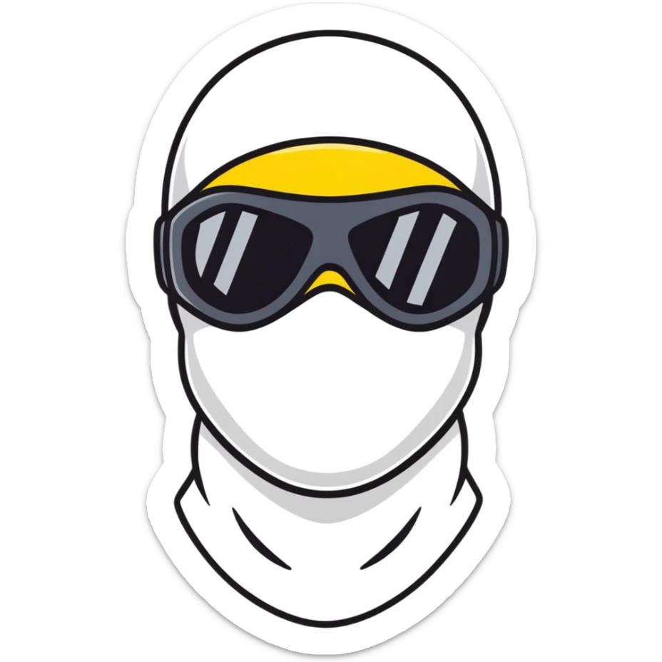 Face with black balaclava and black tinted sports glasses sticker