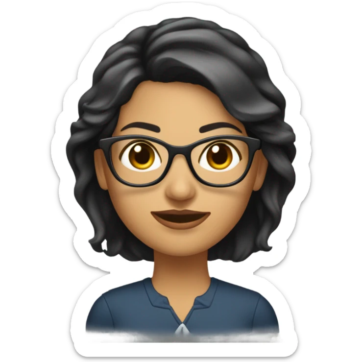 mujer morena con lentes y cabello muy corto amarrado, con vestimenta ejecutiva sticker