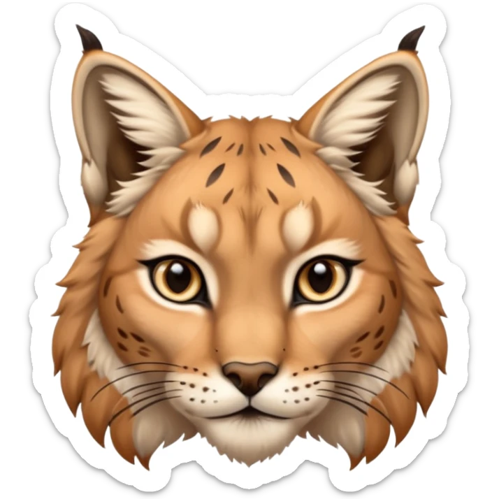 A high-resolution photo-realistic digital illustration of a majestic lynx, chest upward A high-resolution, photo-realistic digital illustration of a majestic young Eurasian lynx, shown from the shoulder upwards with lynx markings sticker