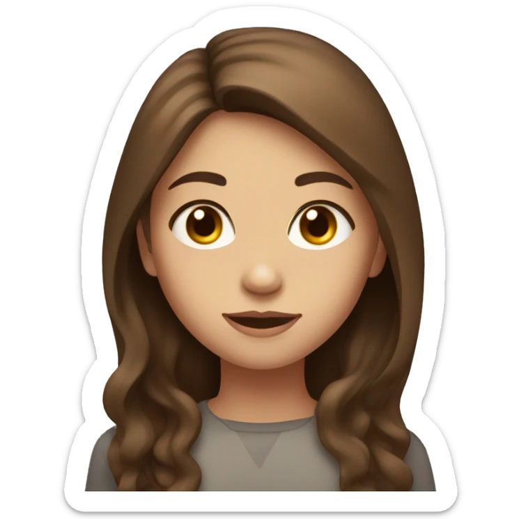 A Girl with Brown middle long hair and grenish brown eyes  sticker