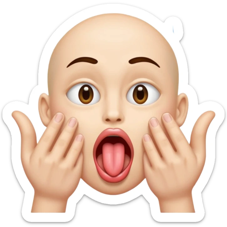 Hands creating air with tongue out of mouth with eyes open  sticker