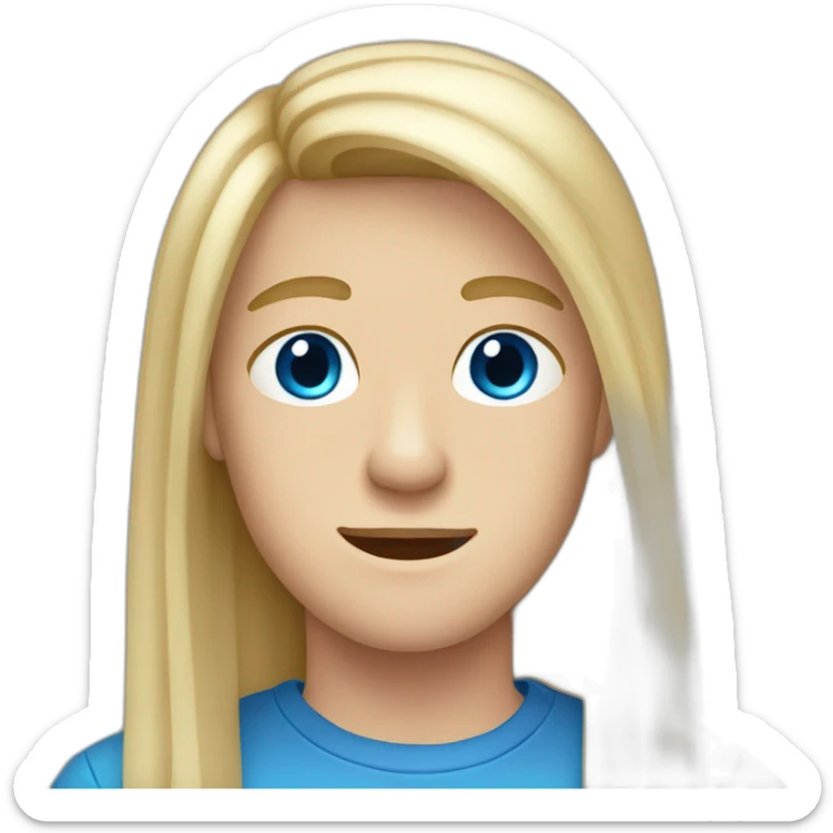 blue-eyed male teen with long straight blond hair sticker