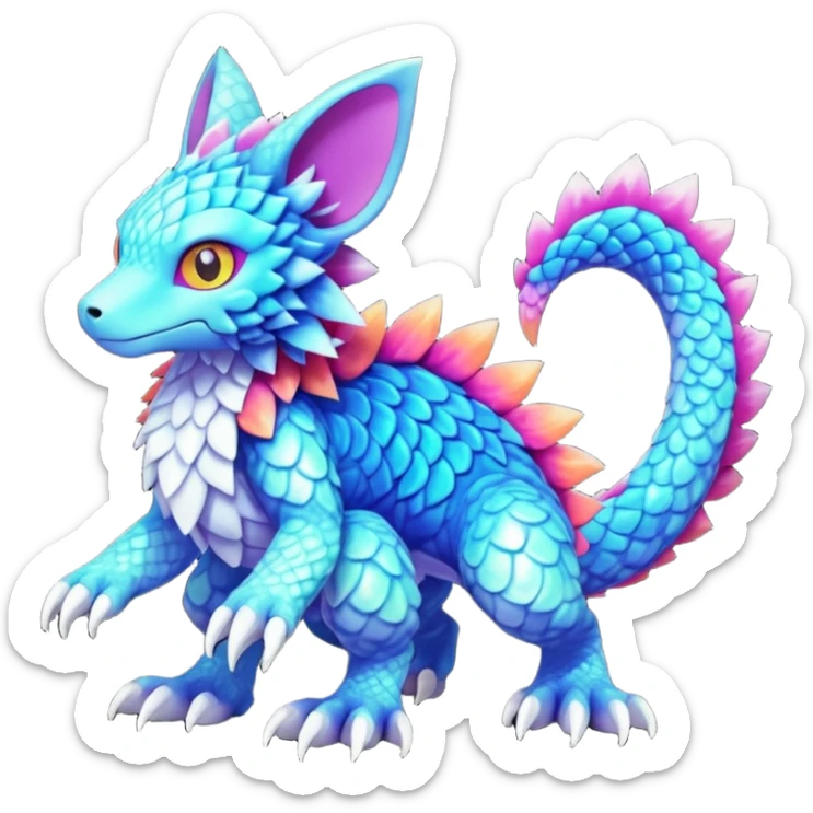 colorful Fakémon-Digimon-Fionbri-Trico-creature (full body) sticker