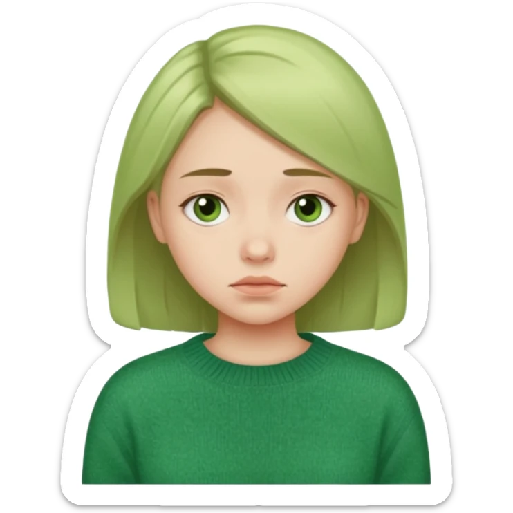 girl has sore throat in green sweater sticker