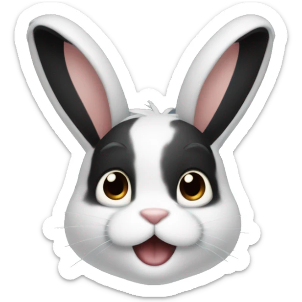 A male bunny with black fur and black human hair sticker
