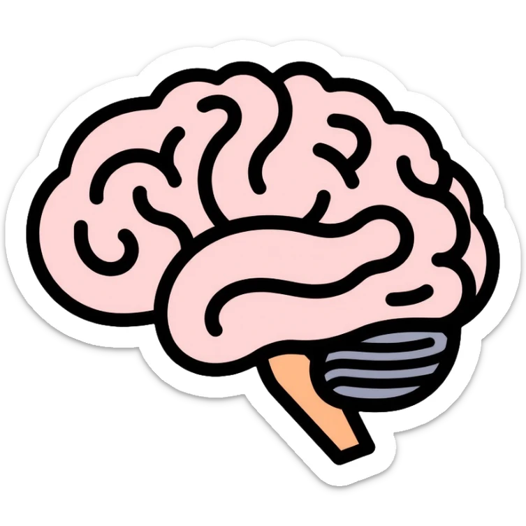 brain with psychology symbols, representing psychiatry and mental health sticker