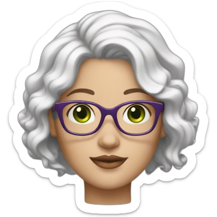 curvy-white-woman,wavy-purple-hair,green-eyes-square-glasses sticker