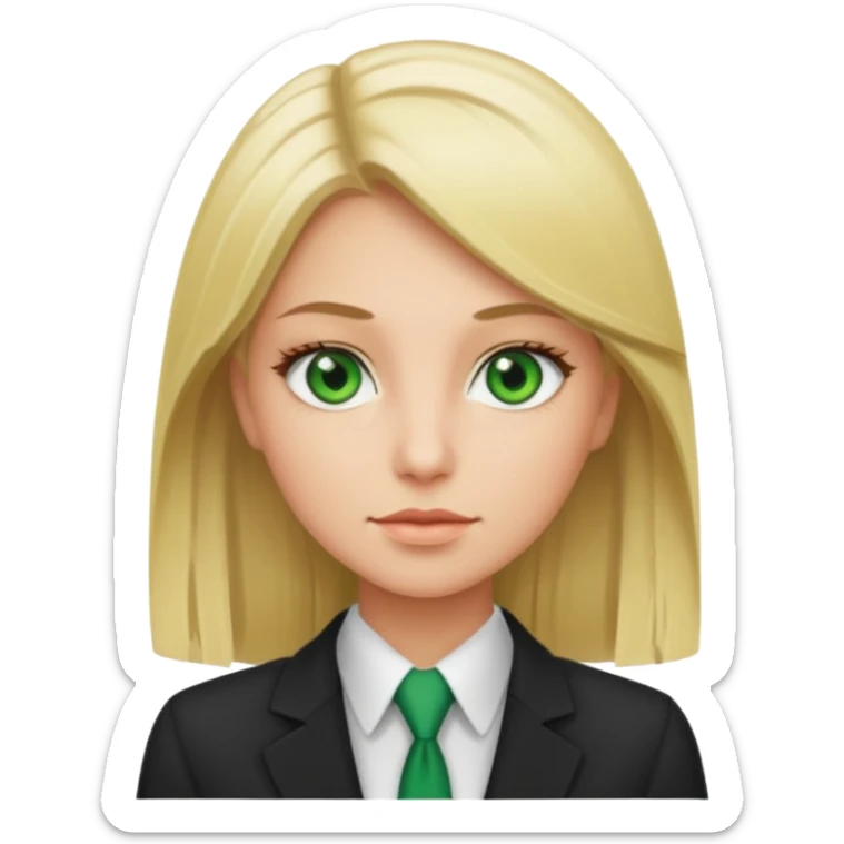 Green eyes office girl with straight hair blonde sticker