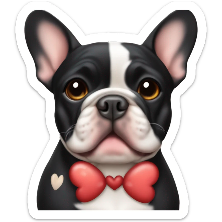 Black-and-tan French bulldog with hearts around him sticker