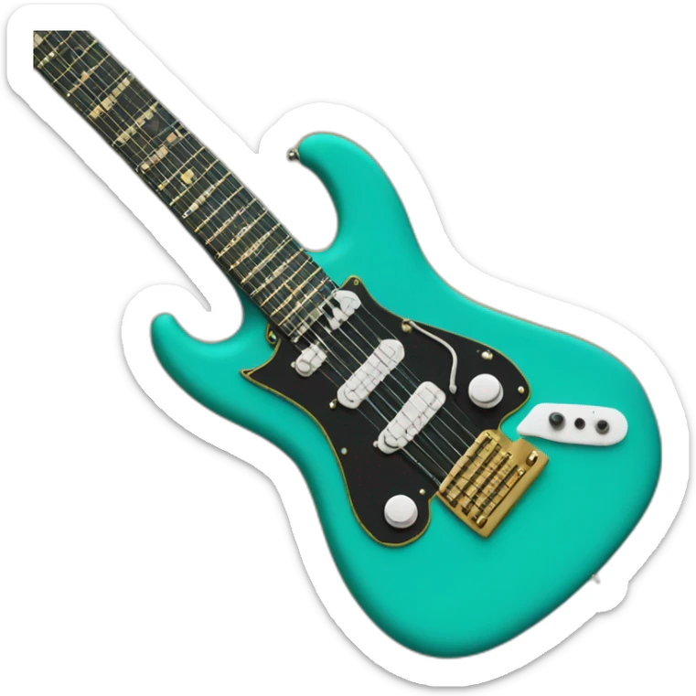 Soolking brook ;black affro cut ;turquoise electric guitar;golden crown ;skeletal face sticker