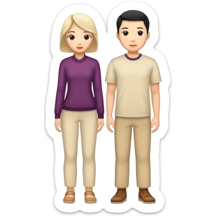 china men and woman photorealistic standing on feet sticker