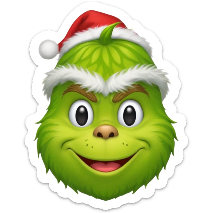 Un emoji de el Grinch diciendo ho ho ho sonriendo sticker