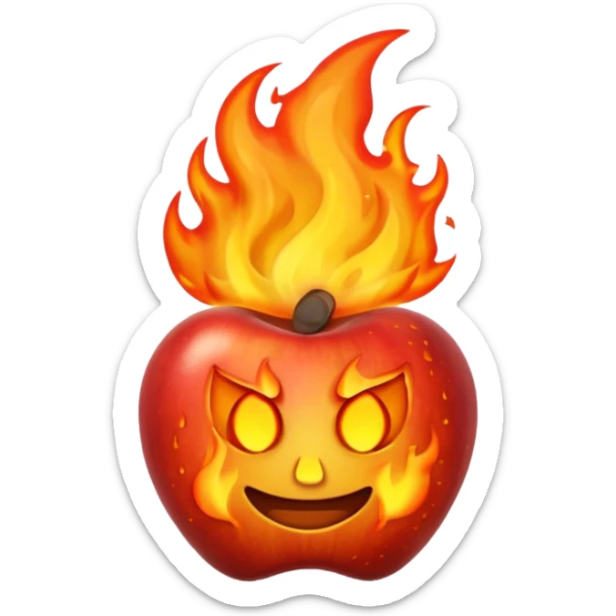 apple style emoji of a burning street with flames sticker