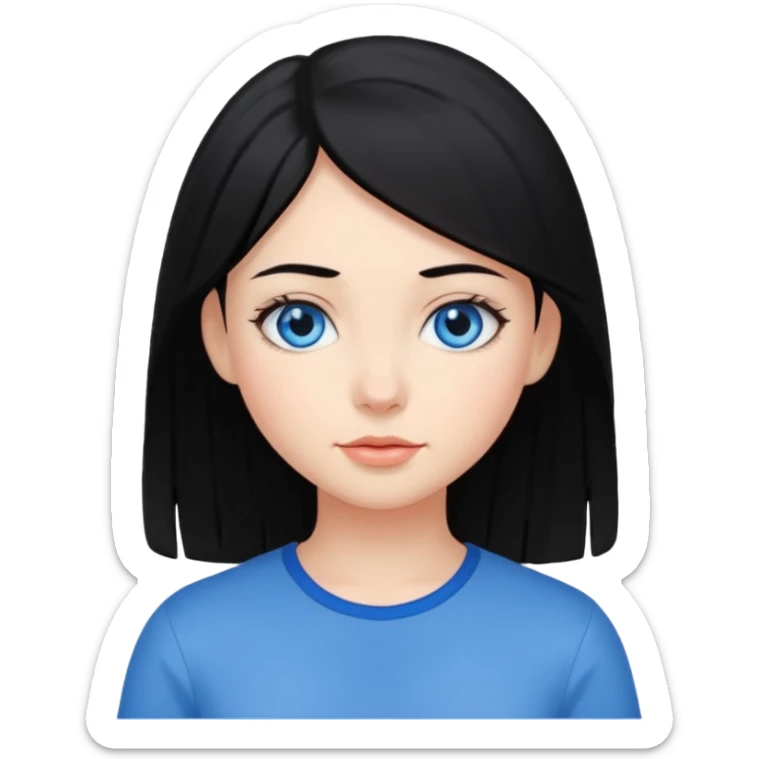 Chica de pelo negro y color de piel blanca con ojos azules sticker