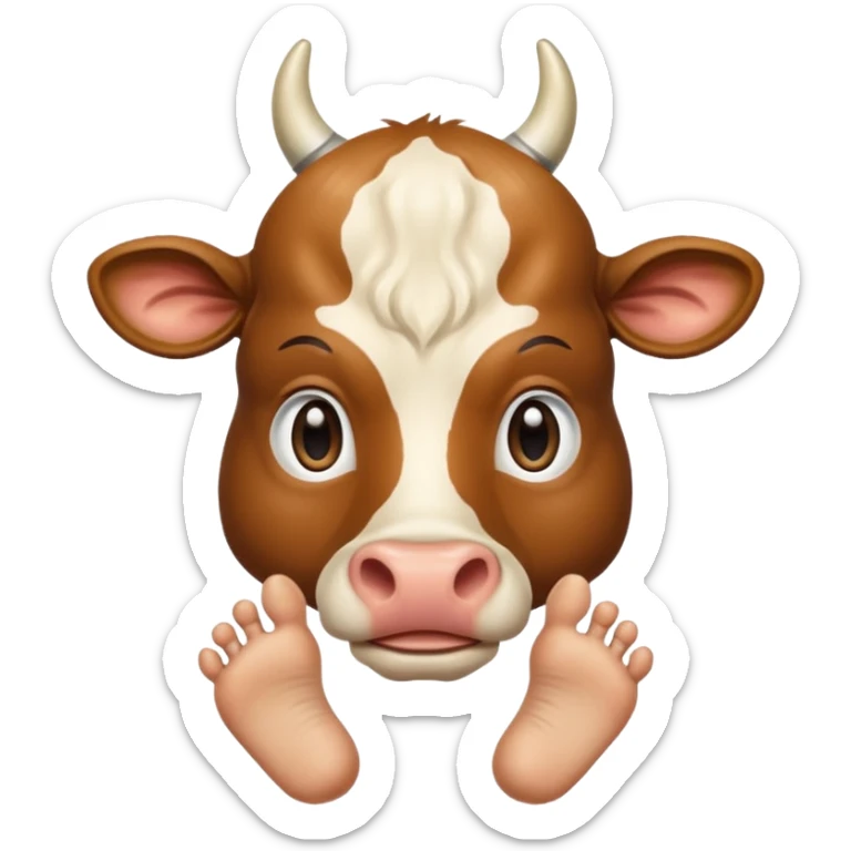 Cabeza de planeta Saturno con cuerpo de vaca y pies de humano sticker