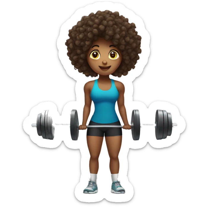 Weight lifting brazilian woman with curly hair  sticker