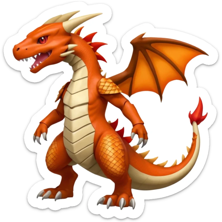 Shiny Koraidon-Marowak-Charizard-Gabite-Fakémon-hybrid-creature (full body)  sticker