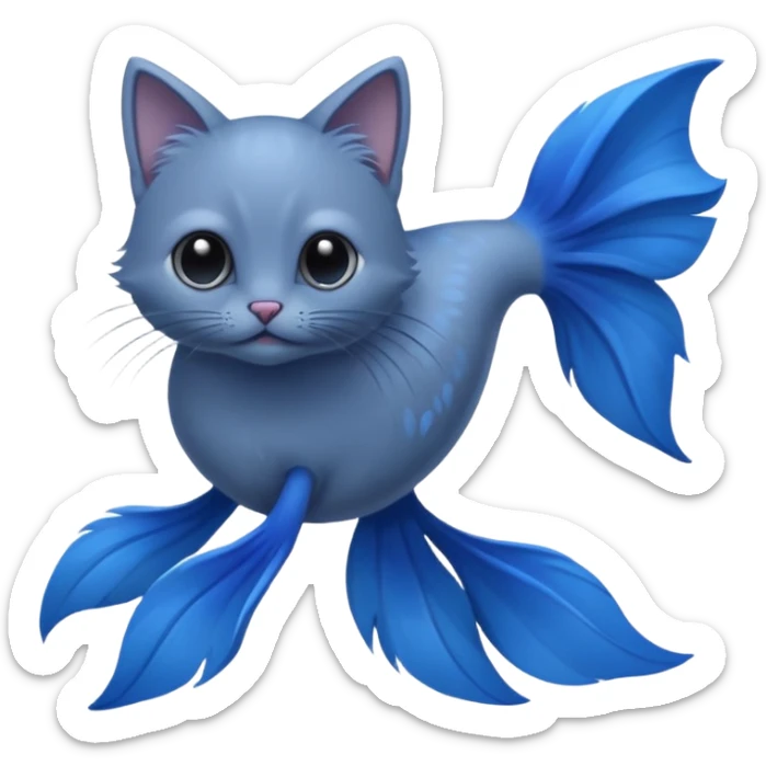 Russian-Blue-Cat-Mountain-Blue-Bird-Blue-Betta-Fish-Fusion-animal-hybrid-creature sticker