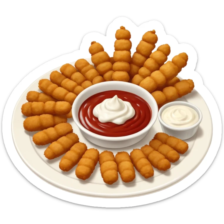 appetizer plate with mozzarella sticks, chicken bites, and dip sticker