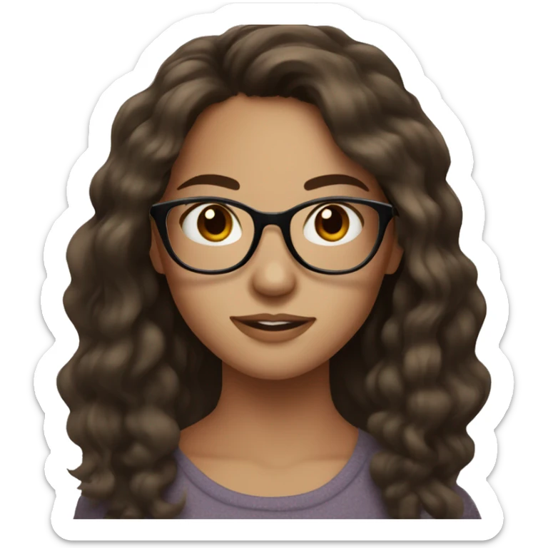 brunette girl with brown eyes glasses and freckles sticker
