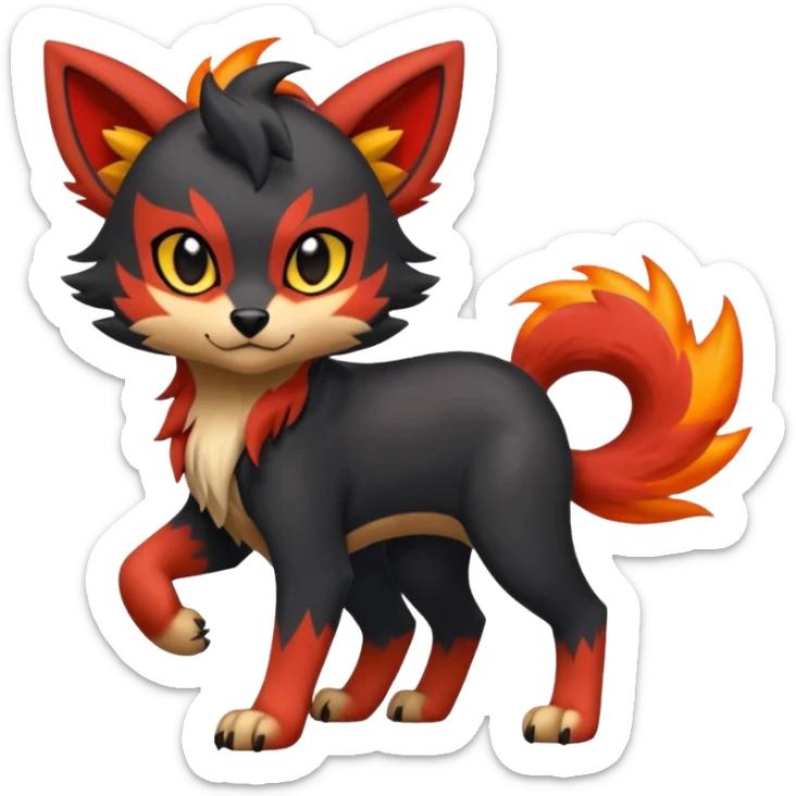 Zorua-Houndour-Litten-Fakémon-hybrid-creature (full body)  sticker