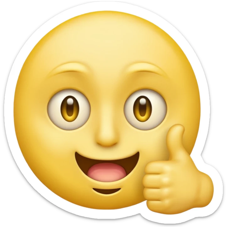 Original yellow Emoji face stressed out with one eye half open quivering out of anxiety and a singular thumbs up sticking out.  sticker