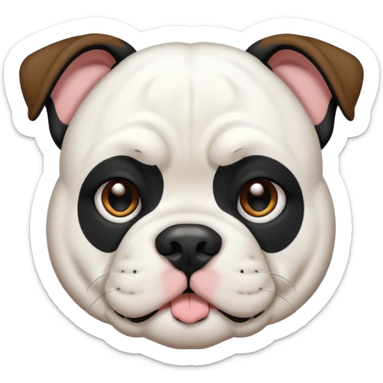 Black and white American bulldog black body white head black around one ear and I sticker