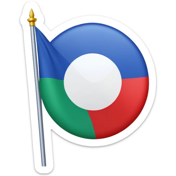 Un drapeau avec du bleu en haud du vers en bas et un cercle rouge aj milieux sticker