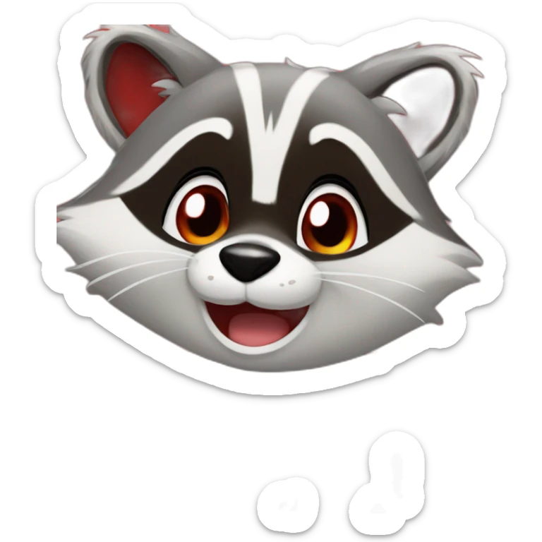anime raccoon holding a sign that reads "hype" in red font sticker