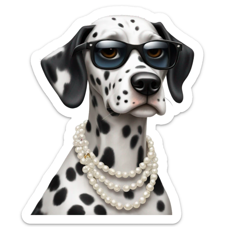 Dalmatian looking peinture with sunglasses and pearls neeklaces sticker