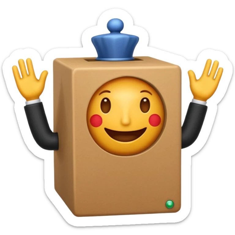 Create an emoji I DONT WANT IT TO BE A JACK IN THE BOX, imagine it is a round face with hands turning a jack in the box that isnt actually there sticker