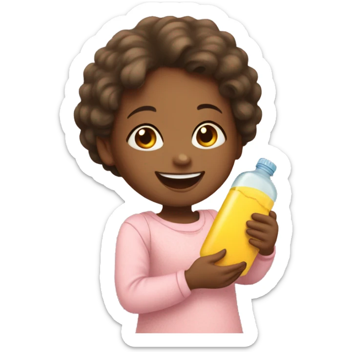 happy girl who gives a bottle to a baby sticker
