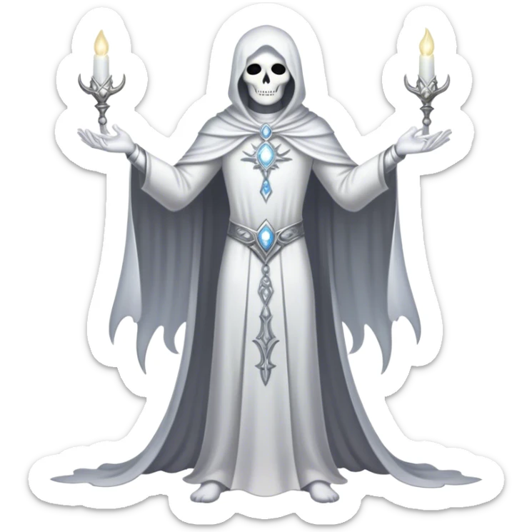 Full body, Cinematic and Ultra realistic 32k HD hauntingly beautiful specter with Balanced features, highly detailed, glowing with silver light, high shine, remembrance, a painting of white silver, fanciful, enchanting. The image is so lifelike it could leap off the canvas at any moment sticker