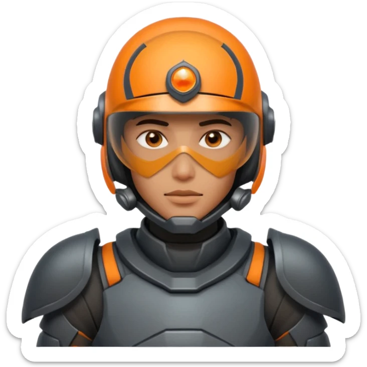 futuristic armored soldier human portrait, head and shoulders only, South Asian facial features, helmet visor, sci-fi armor details, 3D cartoon, mobile game icon style, clean background, no text, no watermark
 sticker