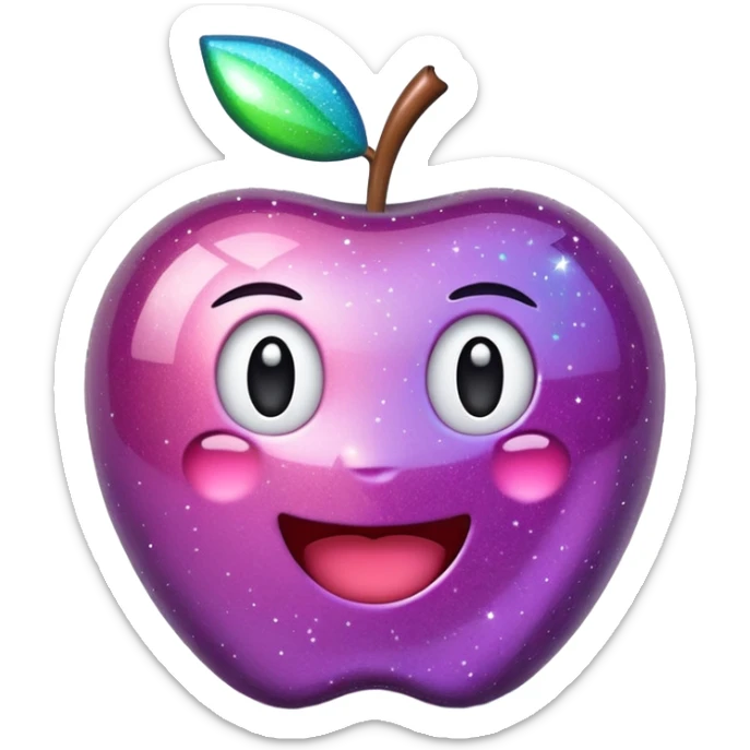 3D Apple-style emoji of scattered glitter, sparkling and shining in multiple colors. Rounded, glossy, smooth, soft shadows, white background.
 sticker