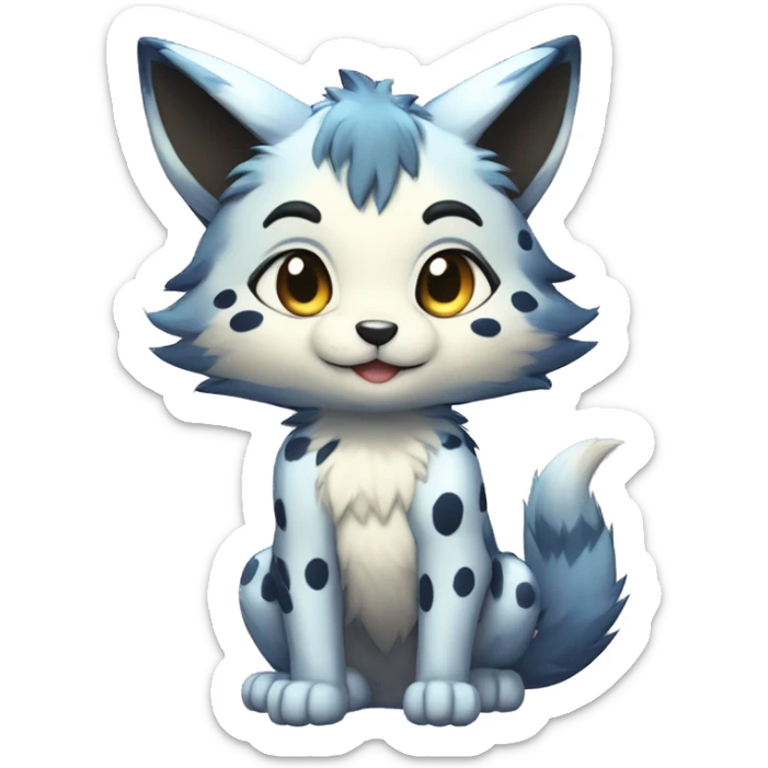 shiny, spotted, Kemono-style, Chibi, Anthro-Fur-Sona-Fakémon, Full Body sticker