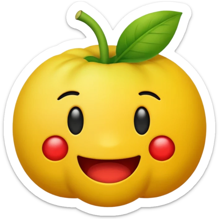 Crear un emoticón que tenga que ver con una variedad de Cambures , y que la paleta de colores sea la siguiente: Rojo Carmín, Amarillo, Amarillo Crema y Verde Pasto sticker